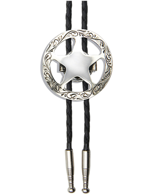 Men's Silver Sheriff's Star Bolo Tie Silver