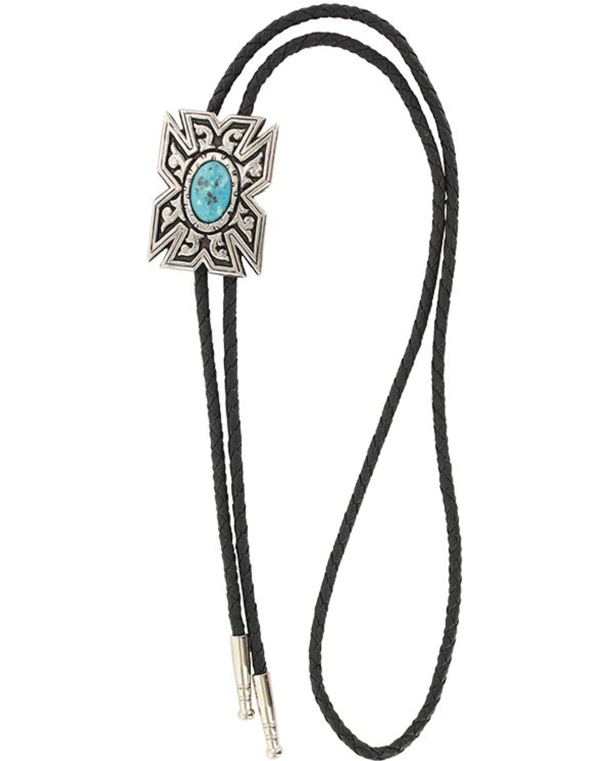 Men's Southwestern Turquoise Bolo Tie Silver