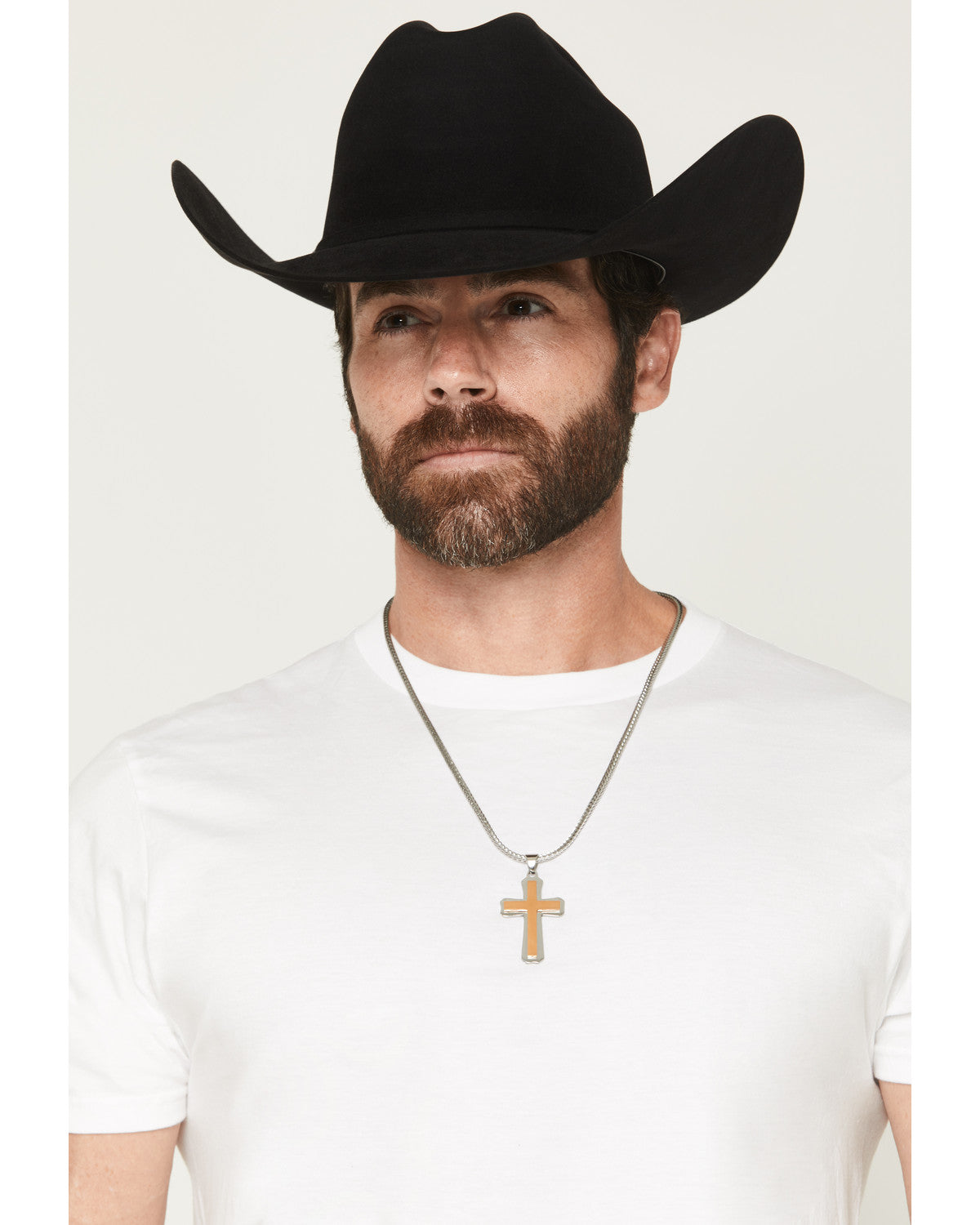 Men's Two-Toned Cross Necklace Gold