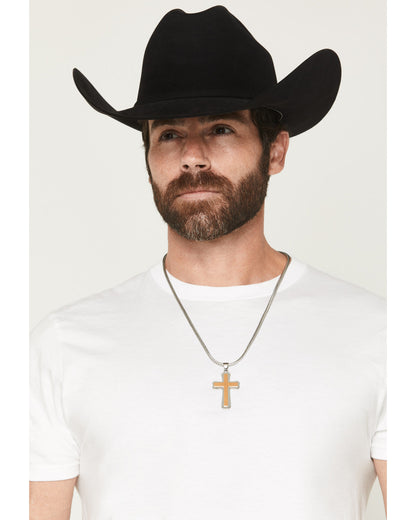 Men's Two-Toned Cross Necklace Gold