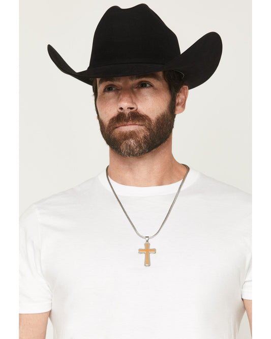 Men's Two-Toned Cross Necklace Gold