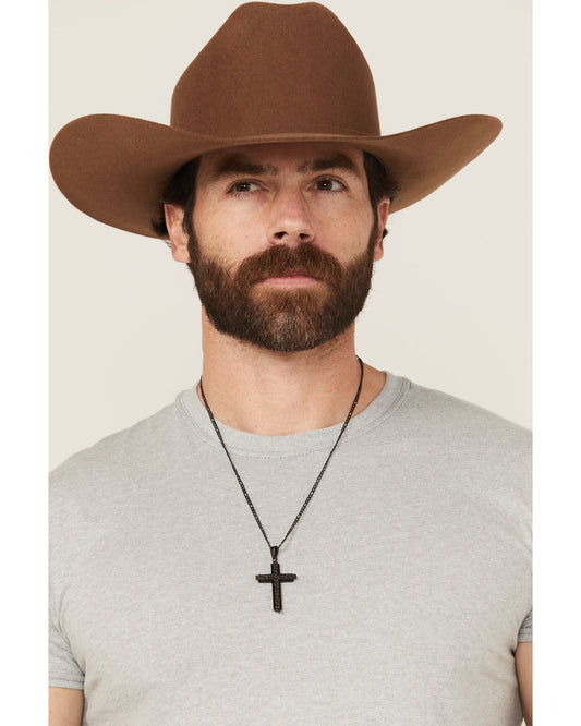 Men's Textured Cross Necklace Silver