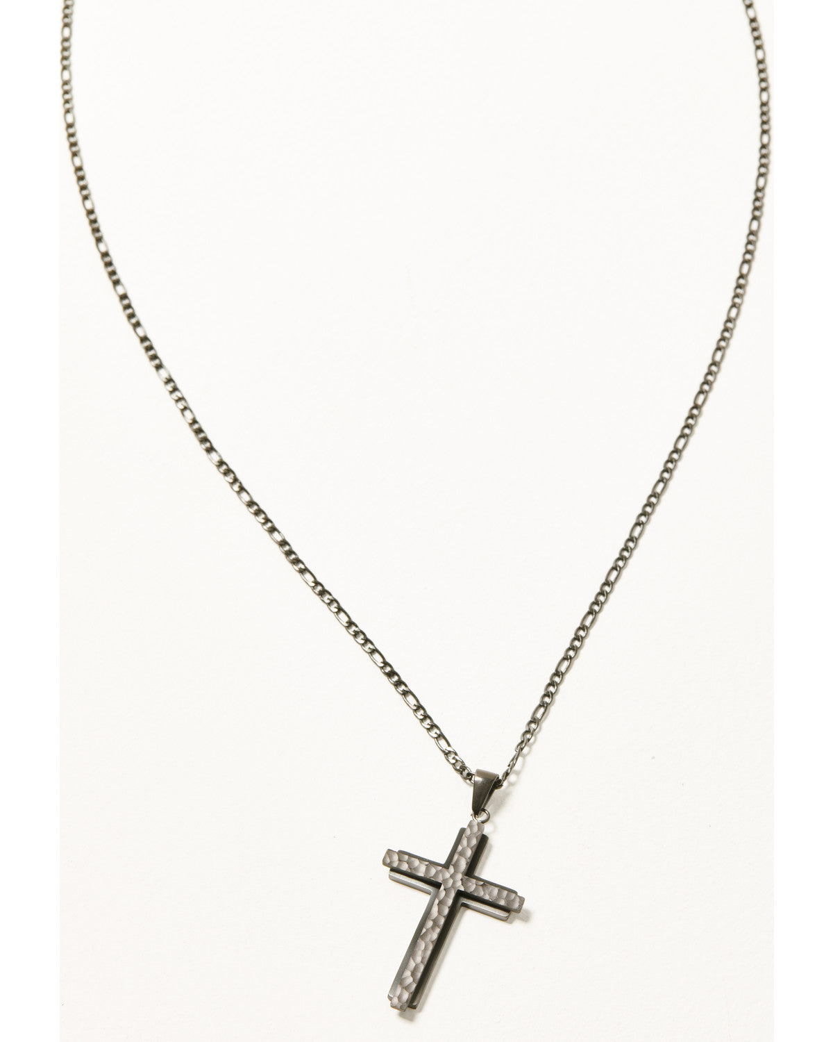 Men's Textured Cross Necklace Silver
