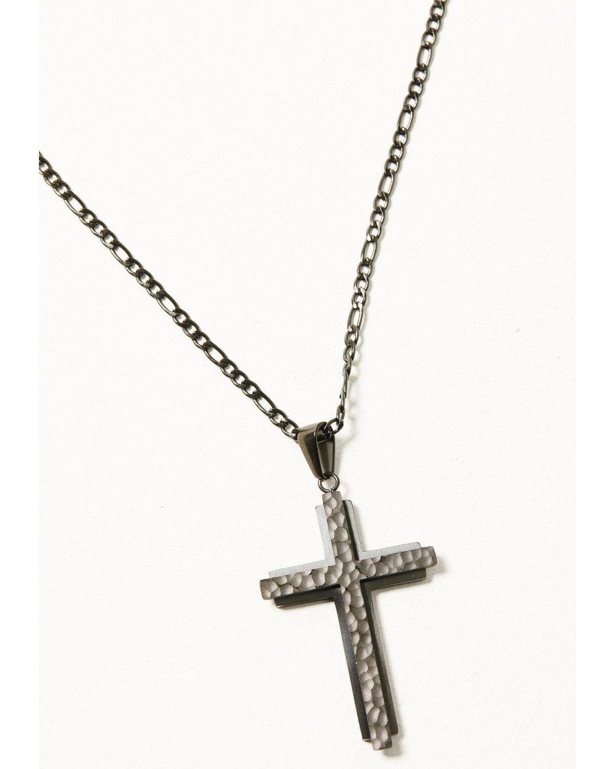 Men's Textured Cross Necklace Silver