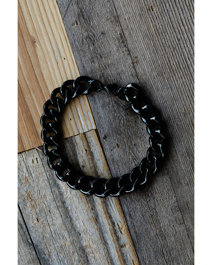 Men's Gunmetal Cuban Link Bracelet Silver