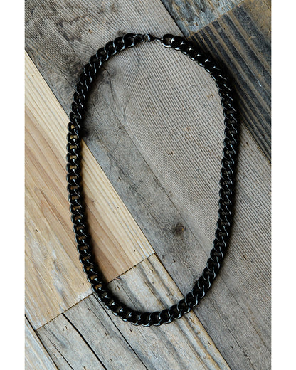 Men's Gunmetal Cuban Link Necklace Silver