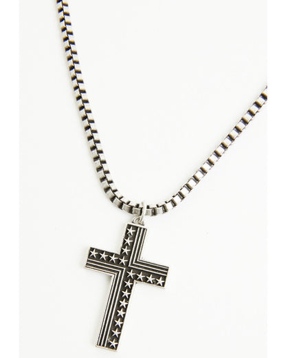 Men's Stars & Stripes Necklace Silver
