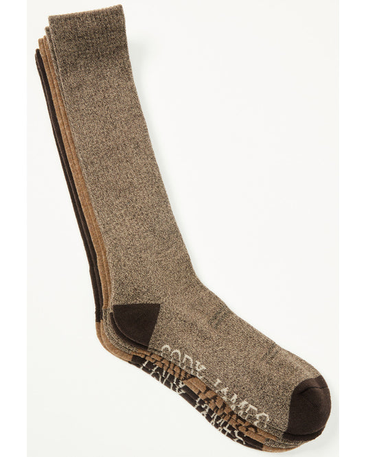 Men's Basic Crew Socks - 3 Pack Brown