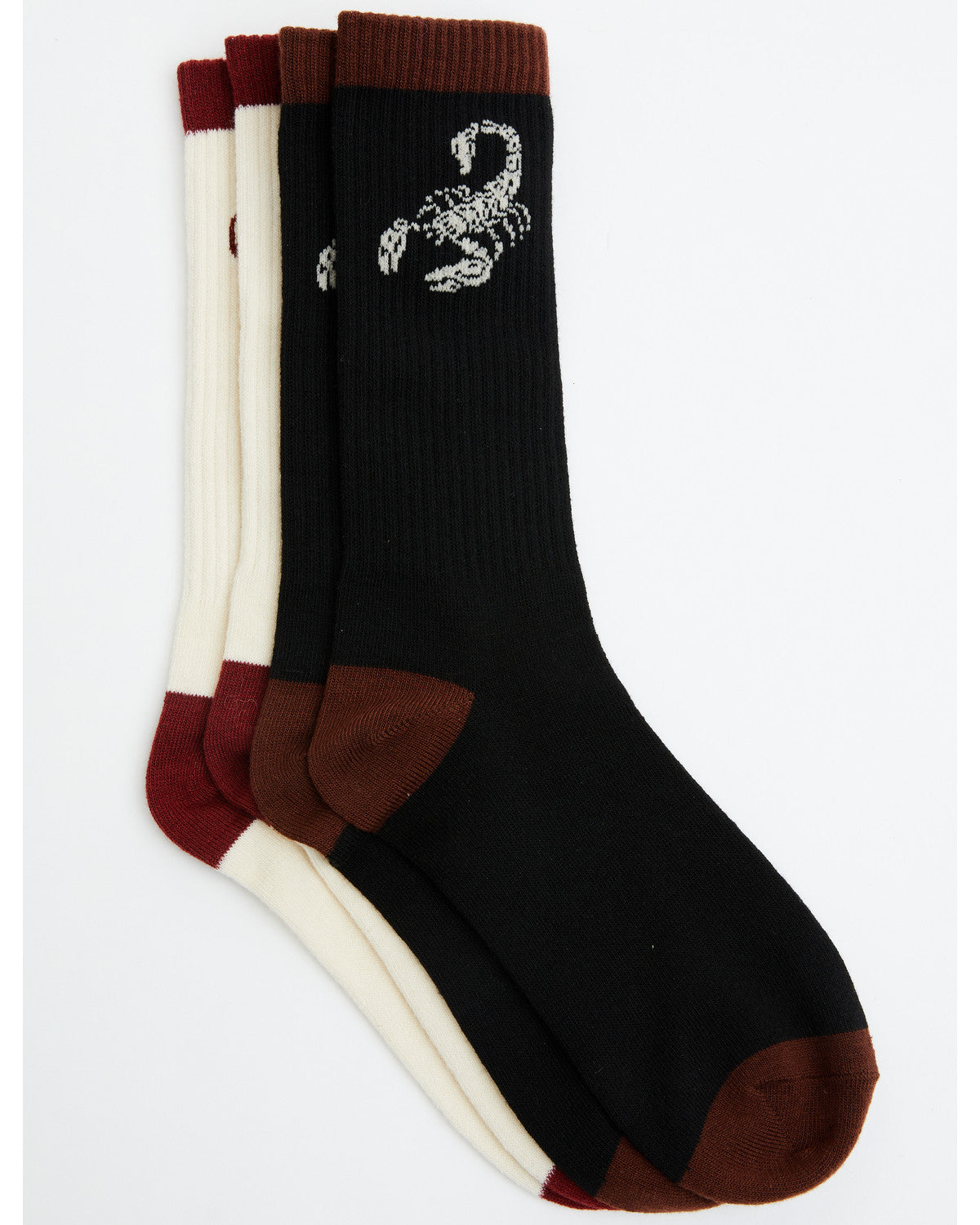 Men's Scorpion Skull Crew Socks - 2 Pack Black