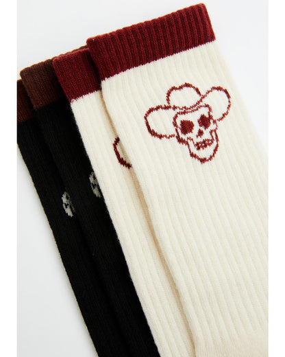 Men's Scorpion Skull Crew Socks - 2 Pack Black