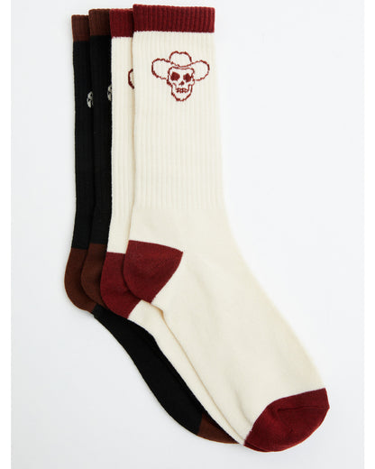 Men's Scorpion Skull Crew Socks - 2 Pack Black
