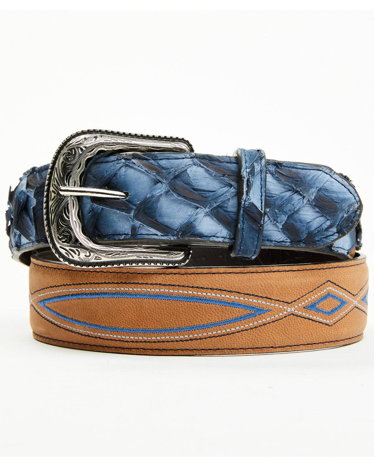 Men's Exotic Pirarucu Billet Belt Blue