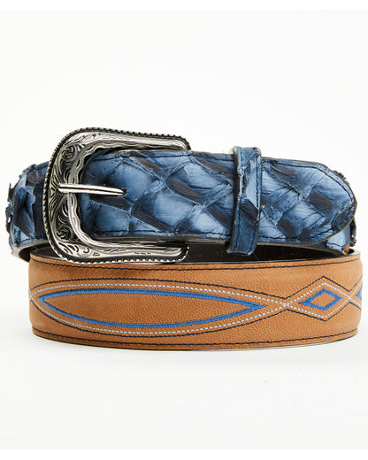 Men's Exotic Pirarucu Billet Belt Blue
