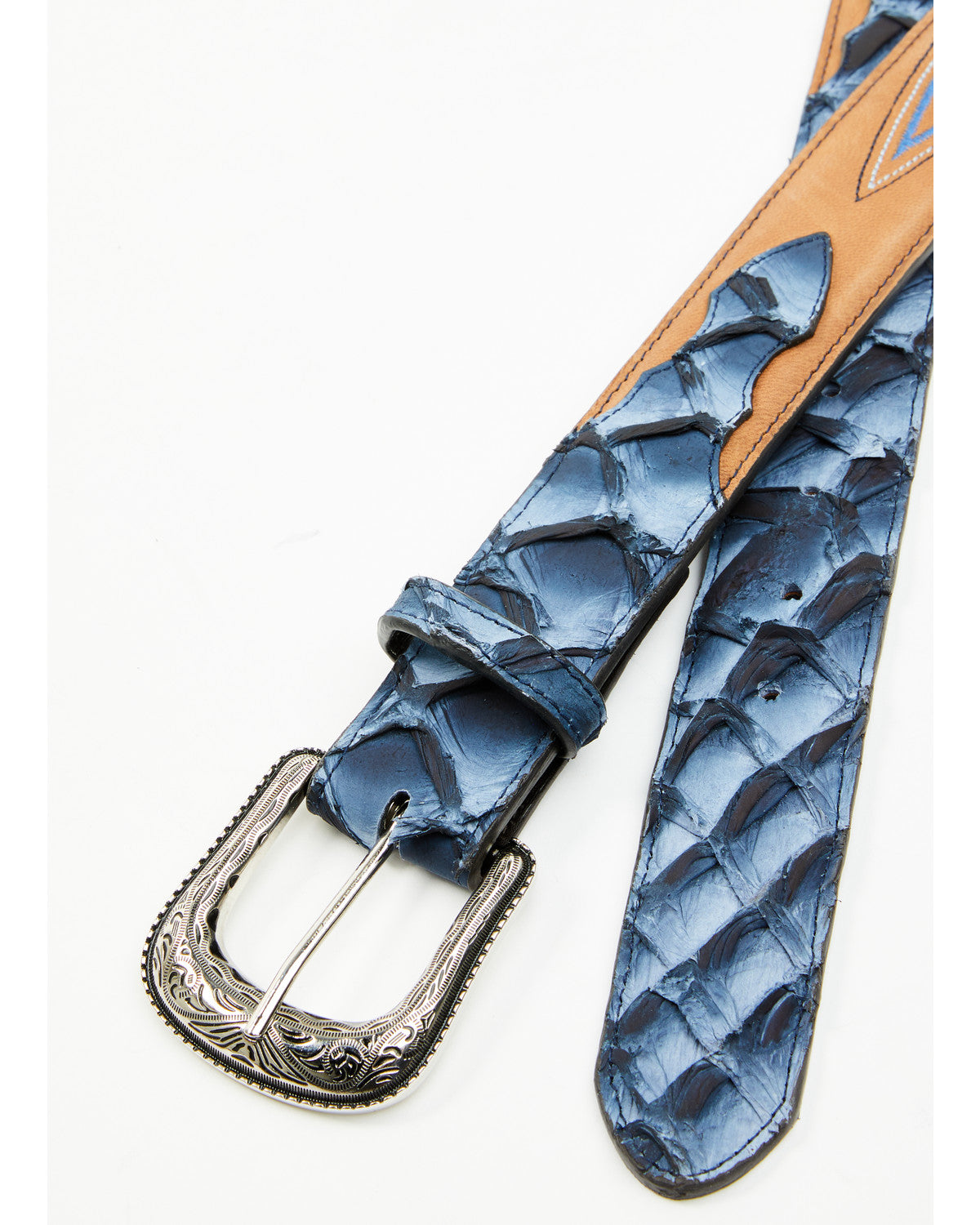 Men's Exotic Pirarucu Billet Belt Blue