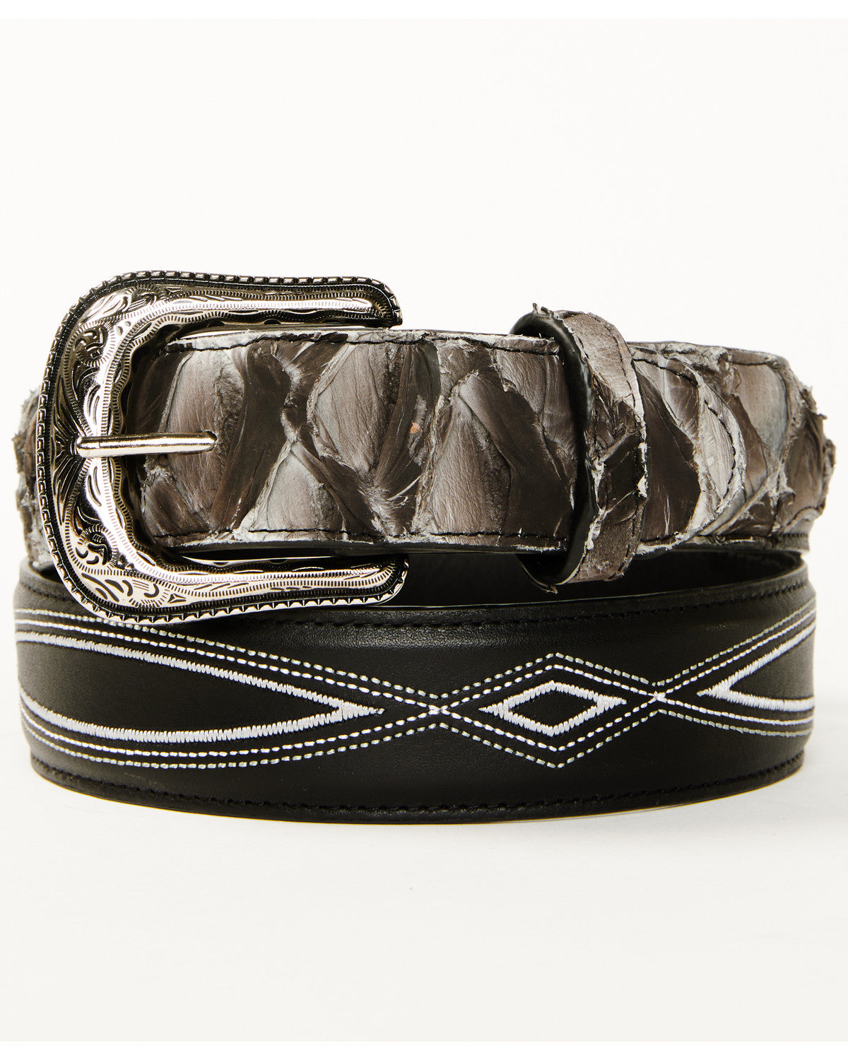 Men's Exotic Pirarucu Billet Belt Grey