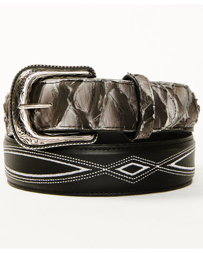 Men's Exotic Pirarucu Billet Belt Grey