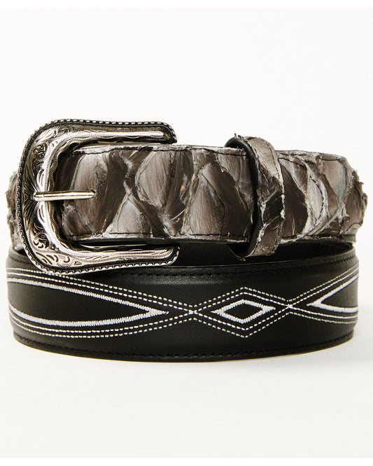Men's Exotic Pirarucu Billet Belt Grey