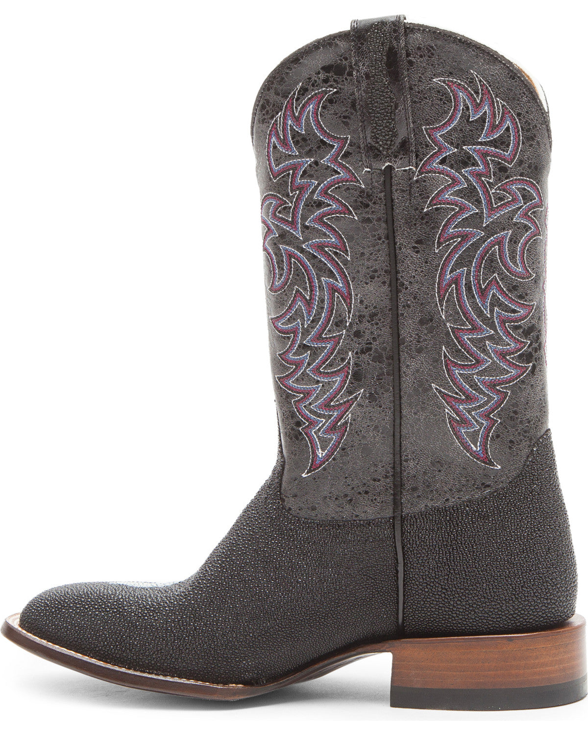 Men's Exotic Stingray Western Boots - Broad Square Toe Black