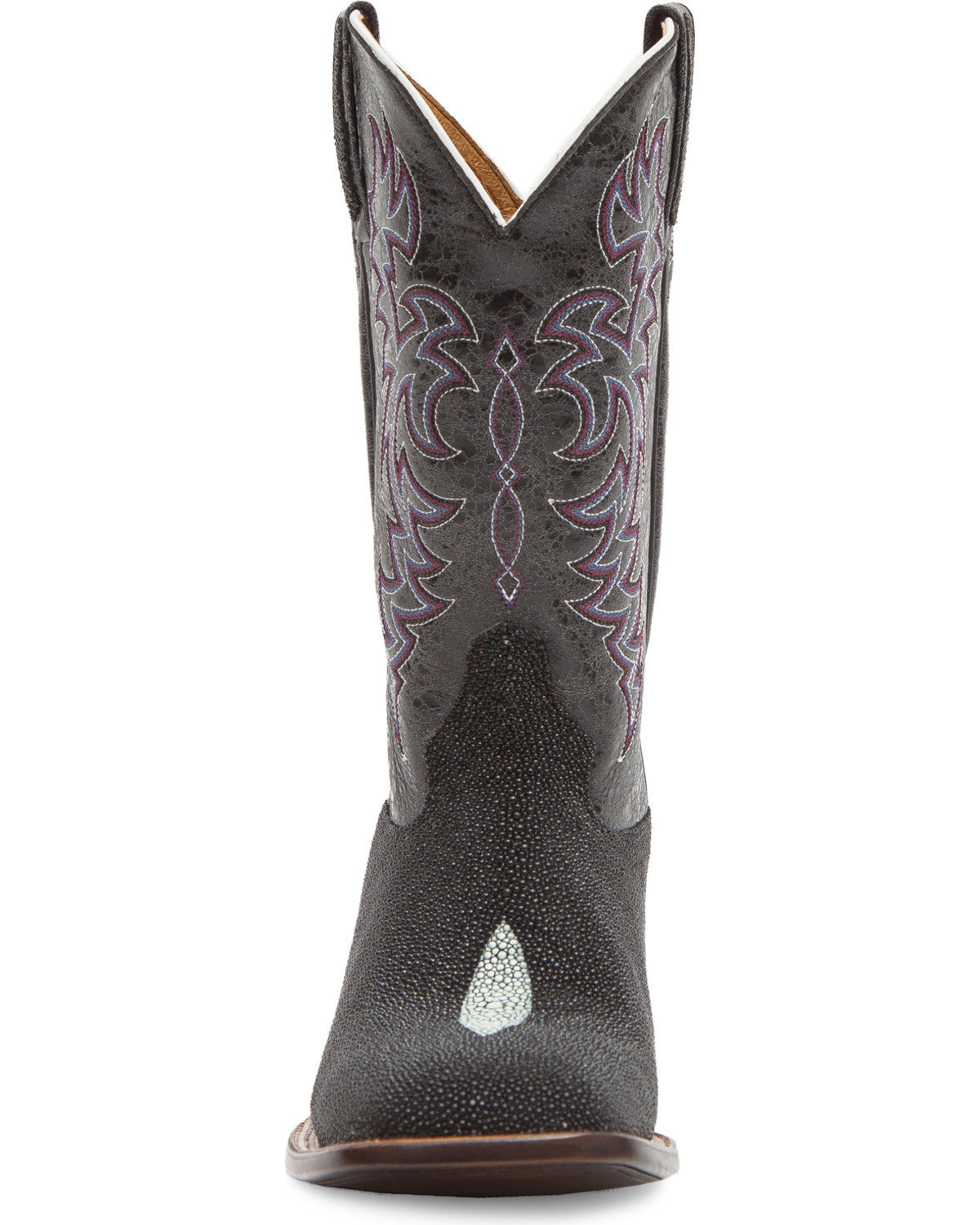 Men's Exotic Stingray Western Boots - Broad Square Toe Black