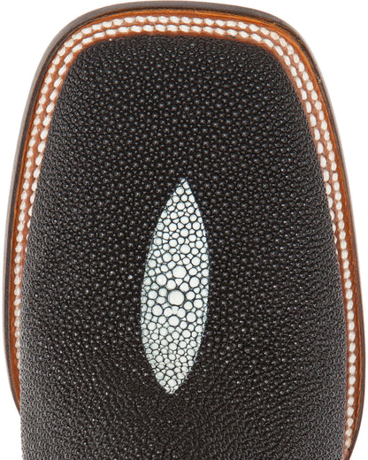 Men's Exotic Stingray Western Boots - Broad Square Toe Black