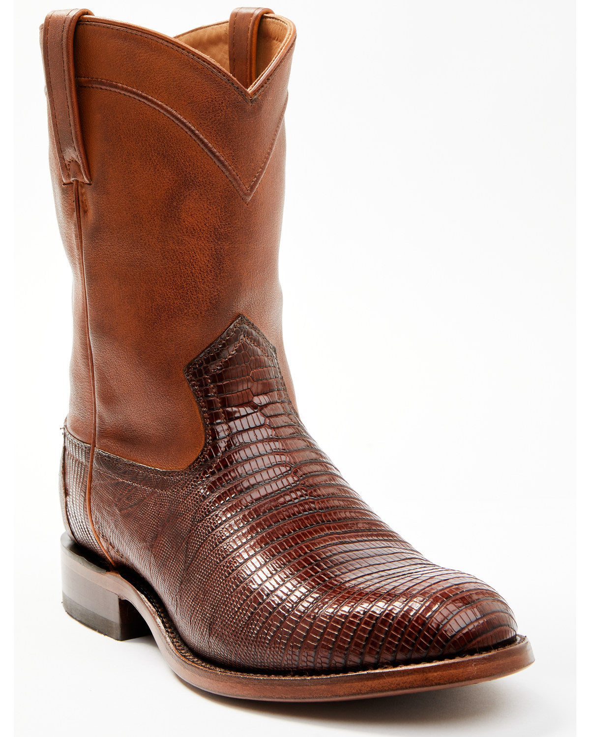 Black 1978® Men's Carmen Exotic Teju Lizard Roper Boots - R Cognac