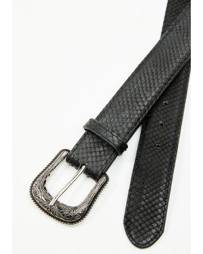 Men's Tyrell Exotic Python Leather Belt Black