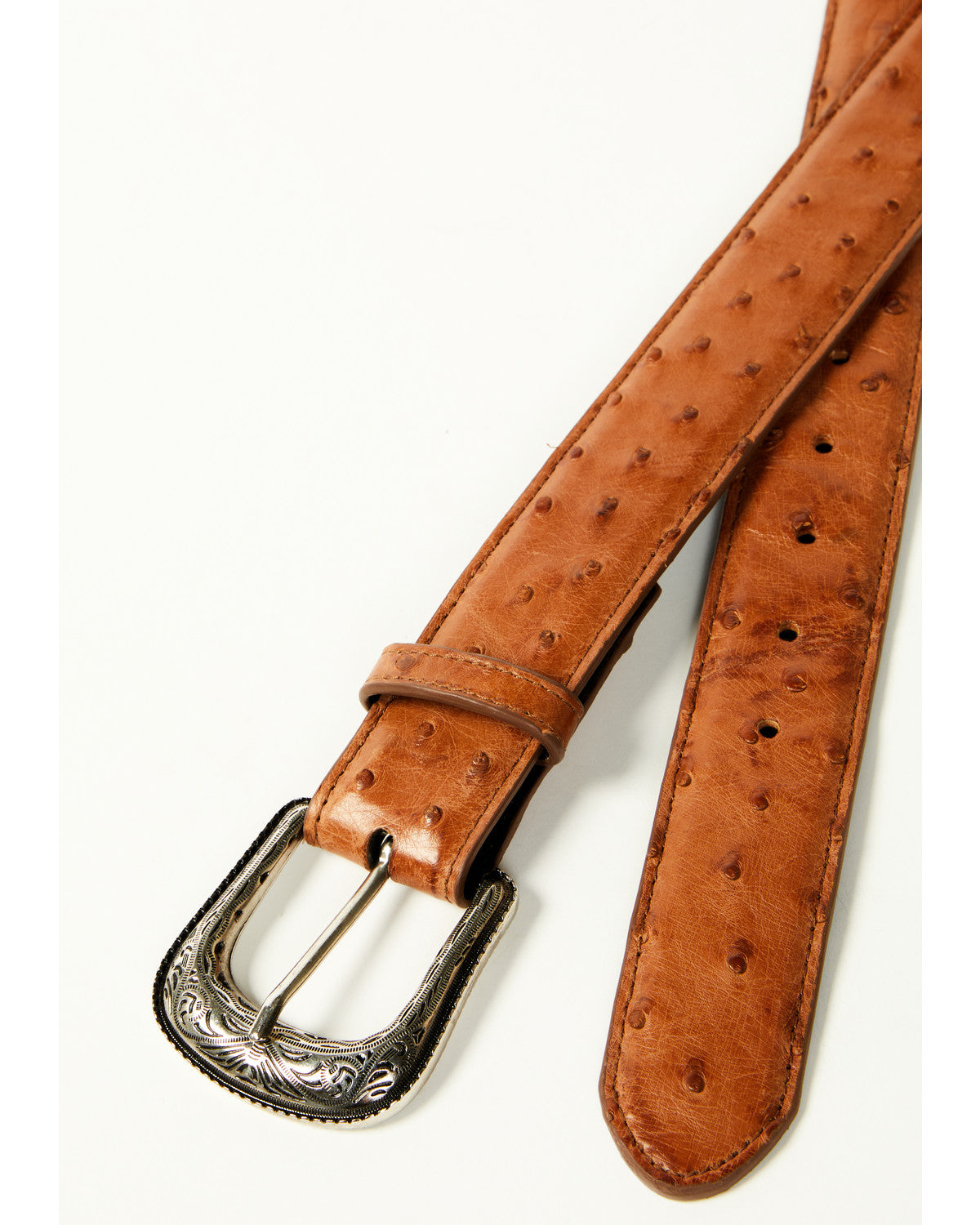 Men's Carver Exotic Ostrich Leather Belt Cognac