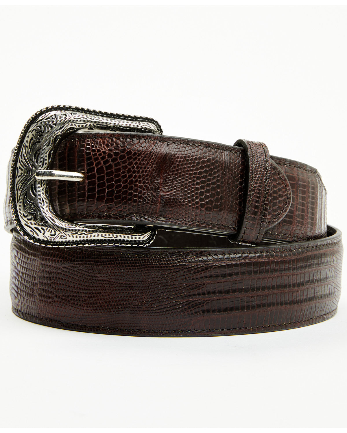 Men's Exotic Lizard Belt Black Cherry