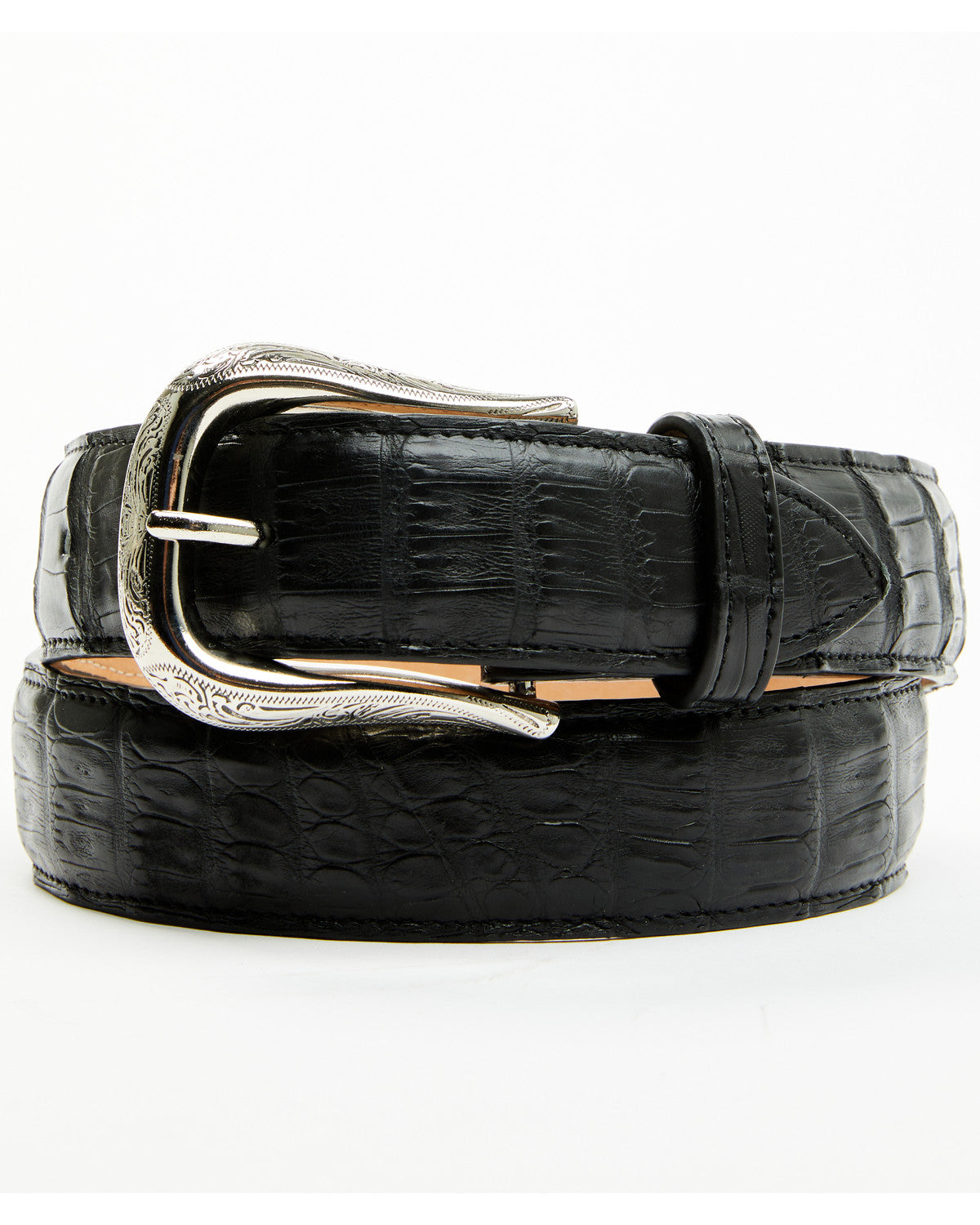 Black 1978™ Men's Sutton Exotic Caiman Tail Leather Belt Black