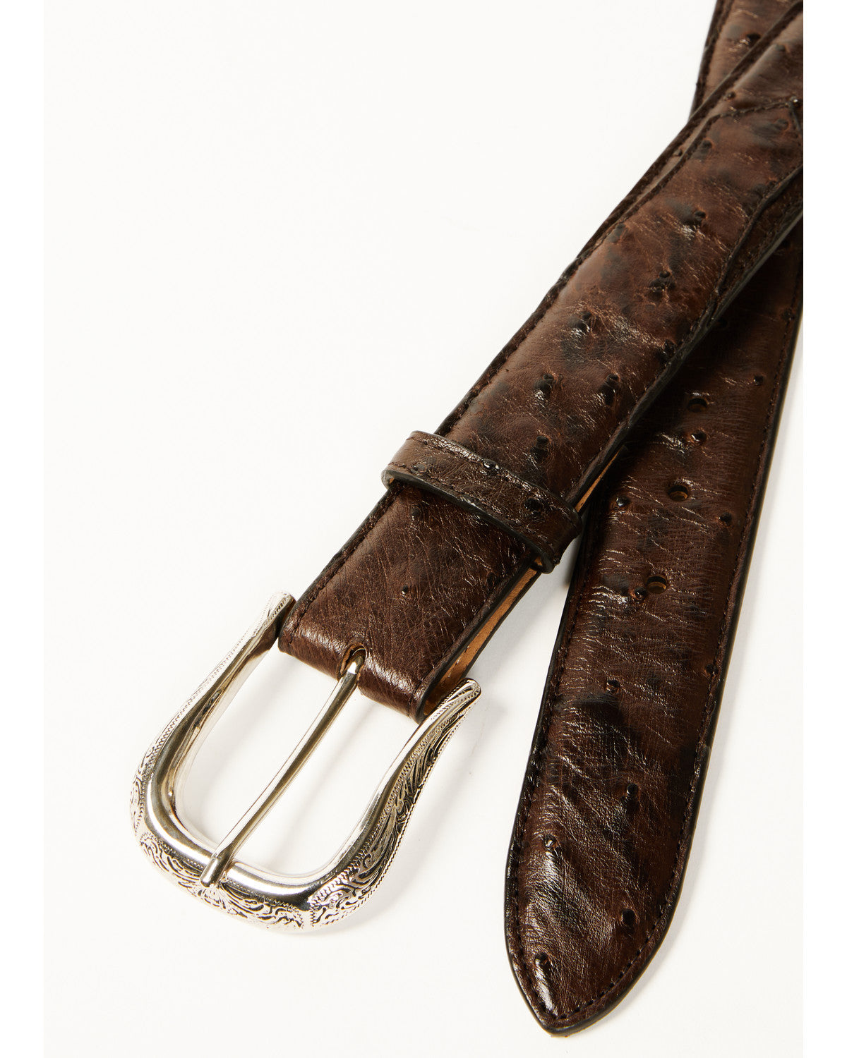 Black 1978™ Men's Exotic Full-Quill Ostrich Belt Dark Brown