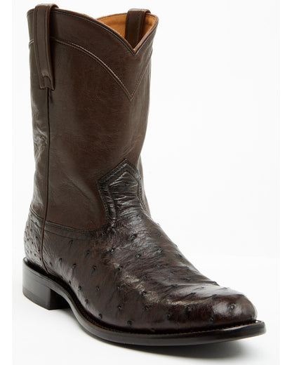 Black 1978® Men's Carmen Exotic Full-Quill Ostrich Roper Bo Chocolate