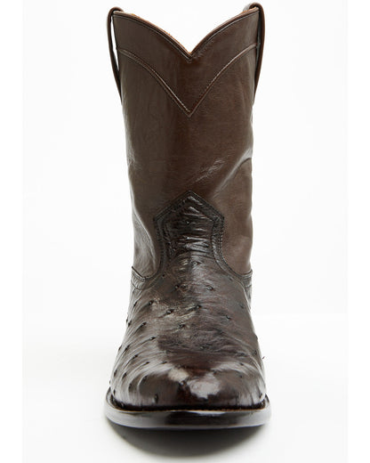 Black 1978® Men's Carmen Exotic Full-Quill Ostrich Roper Bo Chocolate