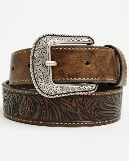 Boys' Concho Tooled Belt Dark Brown