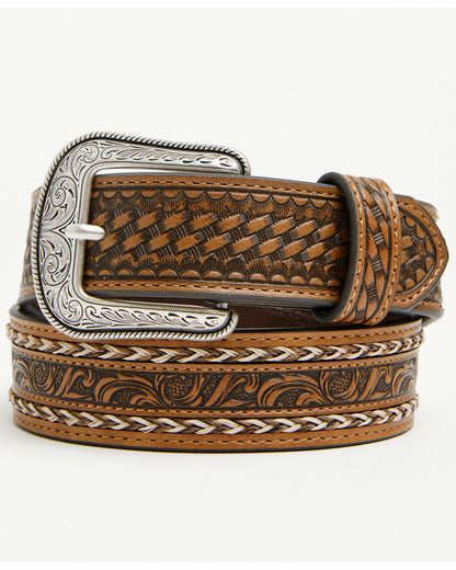 Boys' Classic Buck Tooled Inlay Belt Tan