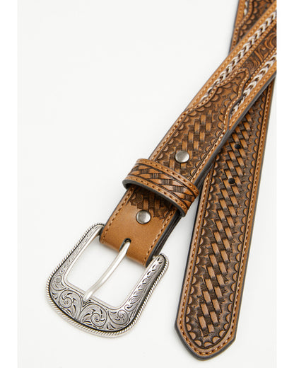 Boys' Classic Buck Tooled Inlay Belt Tan