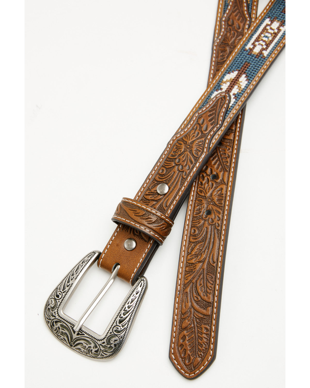 Boys' Zane Southwestern Embroidered Inlay Belt Brown