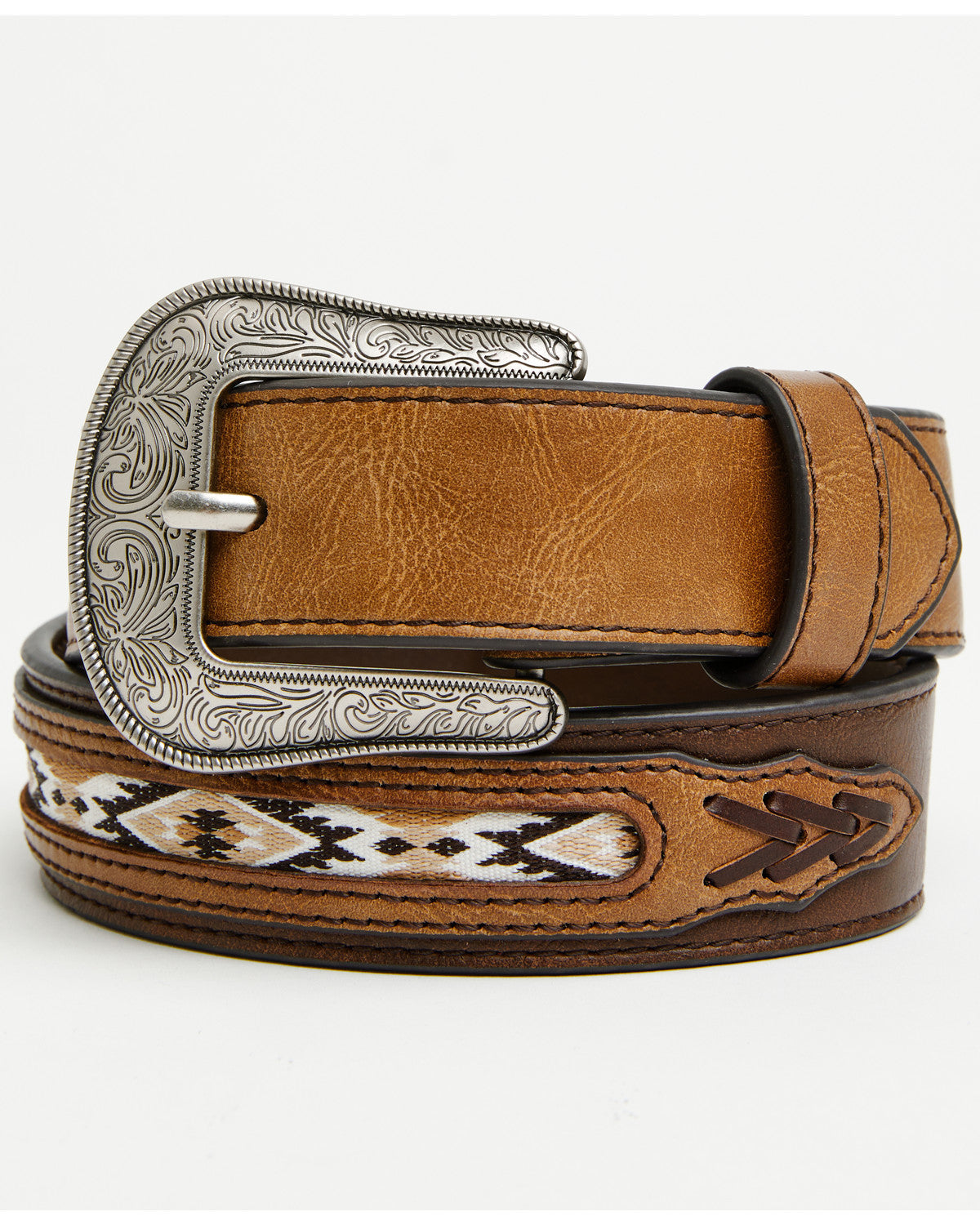 Boys' Southwestern Inlay Belt Brown