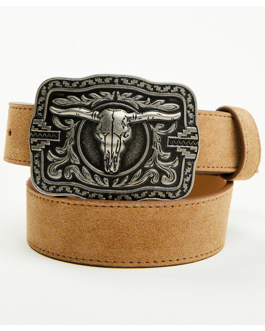 Boys' Rustler Steerhead Buckle Belt Brown