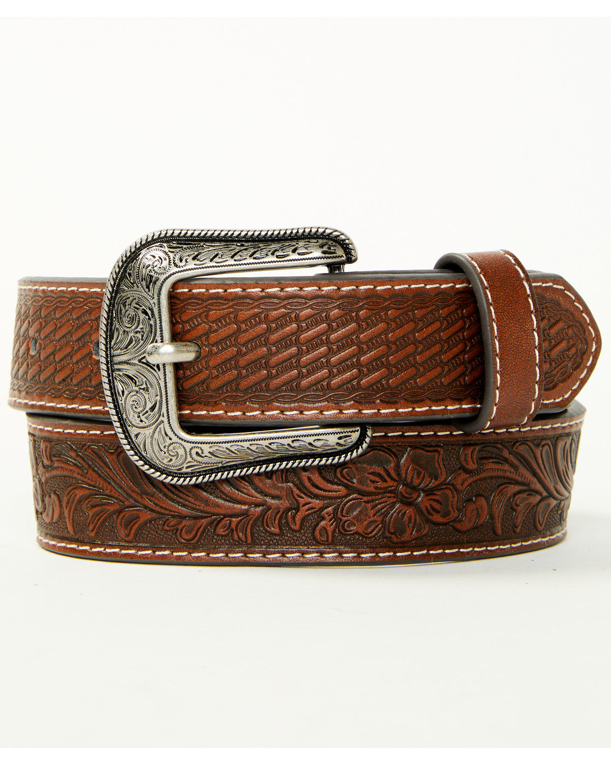 Boys' Crew Tooled Leather Belt Brown