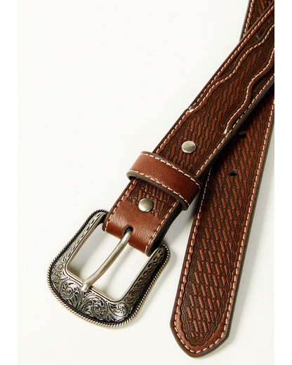 Boys' Crew Tooled Leather Belt Brown