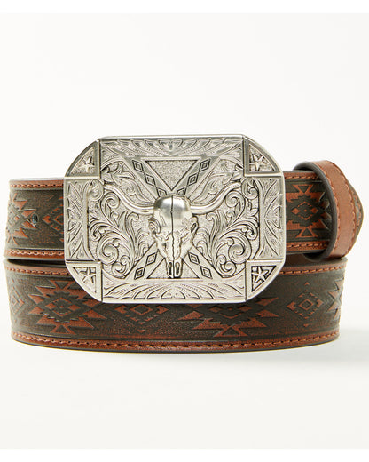 Boys' Southwestern Print Embossed Belt Brown