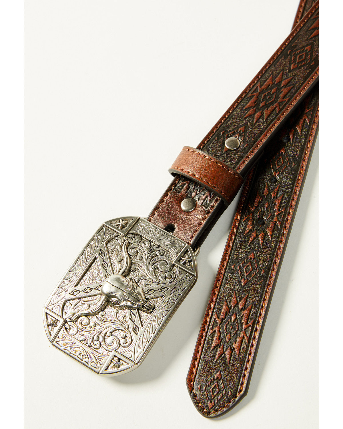 Boys' Southwestern Print Embossed Belt Brown