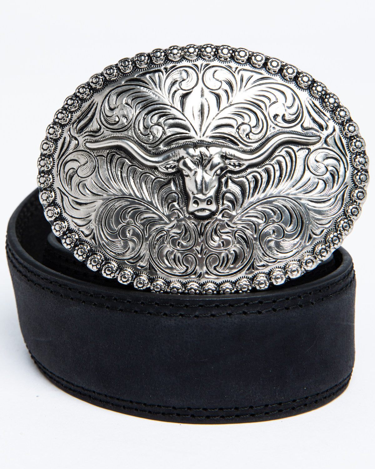 Boys' Longhorn Plaque Buckle Belt Black