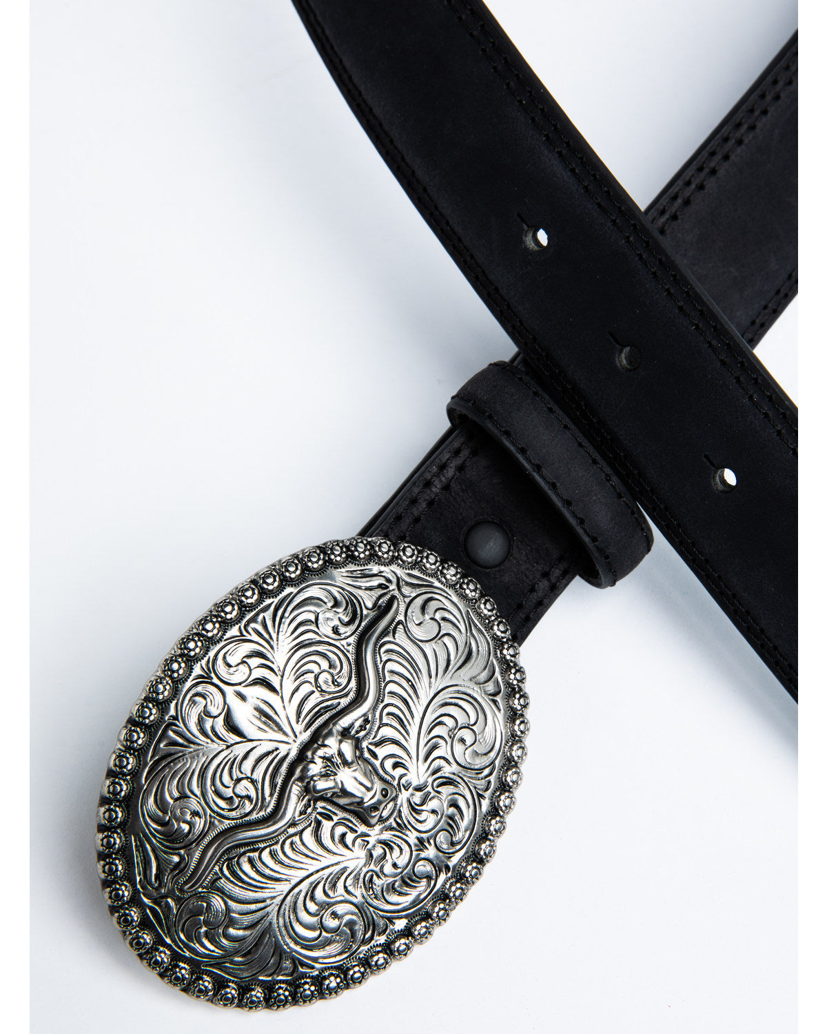 Boys' Longhorn Plaque Buckle Belt Black