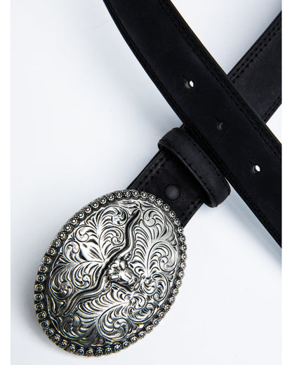 Boys' Longhorn Plaque Buckle Belt Black