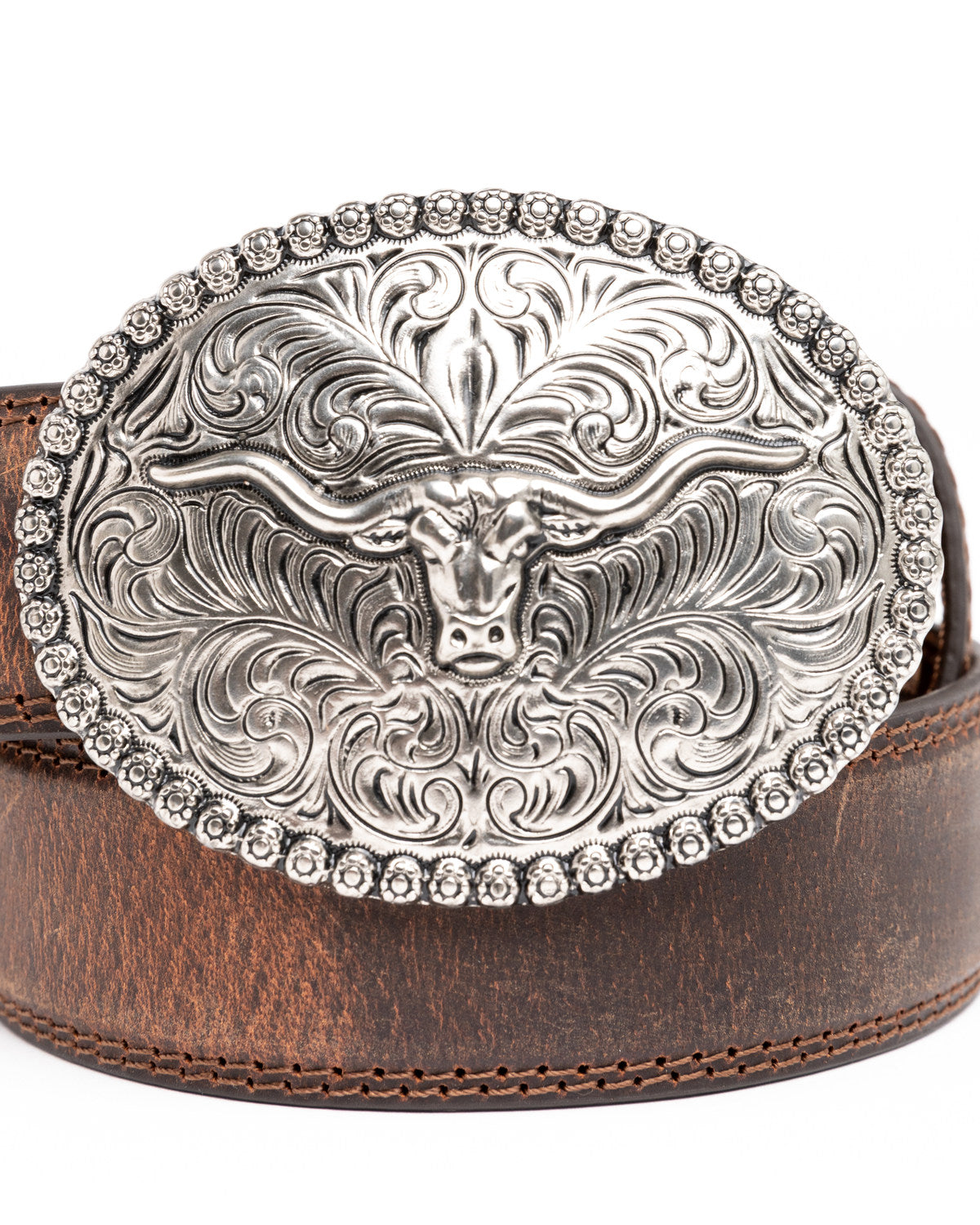 Boys' Longhorn Plaque Buckle Belt Brown