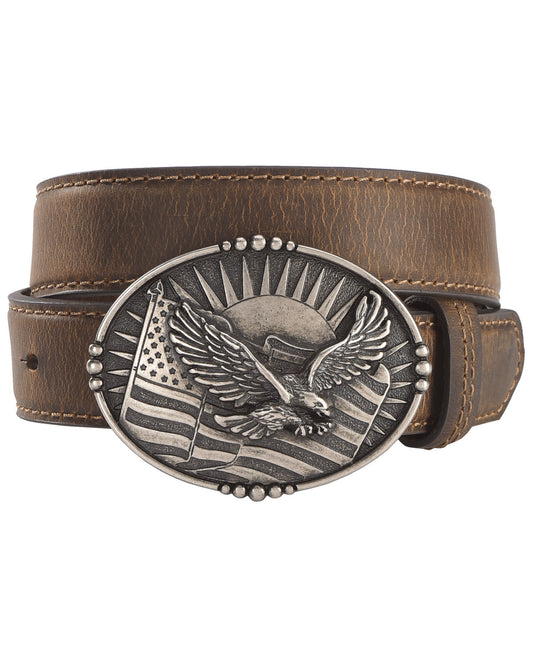 Boys' Eagle Flag Belt Brown
