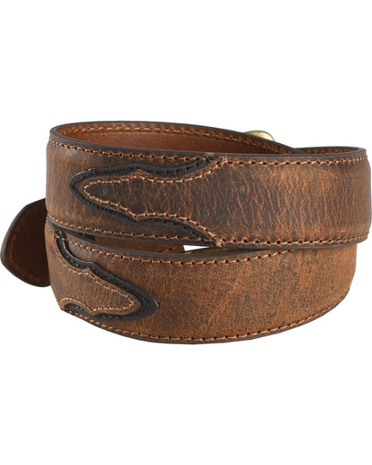 Boys' Two-Tone Leather Belt Brown