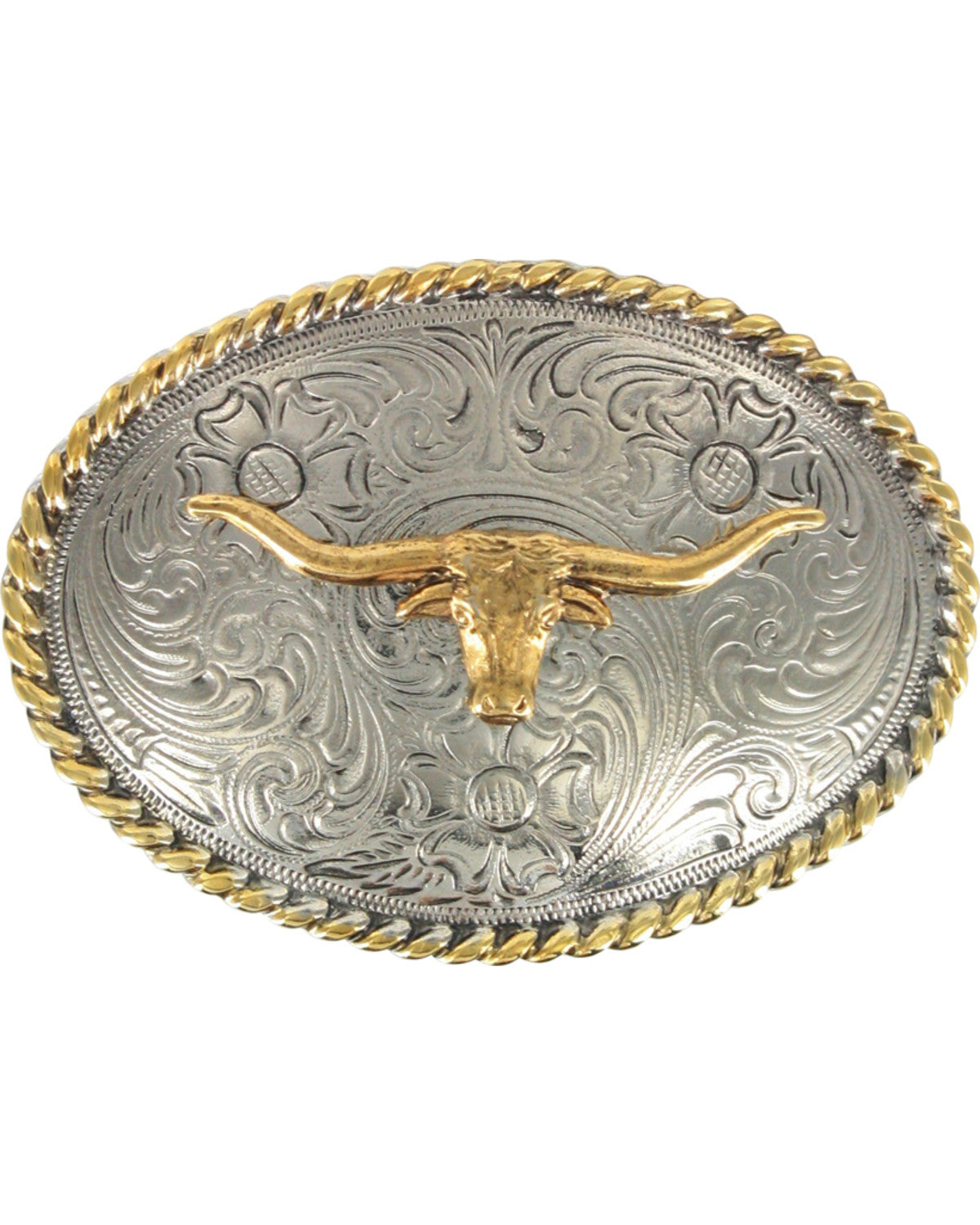 Boys' Long Horn Oval Belt Buckle Silver