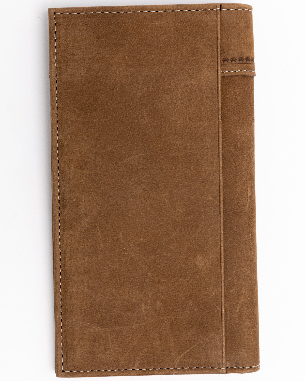 Men's Hair On Praying Cowboy Leather Checkbook Wallet Brown